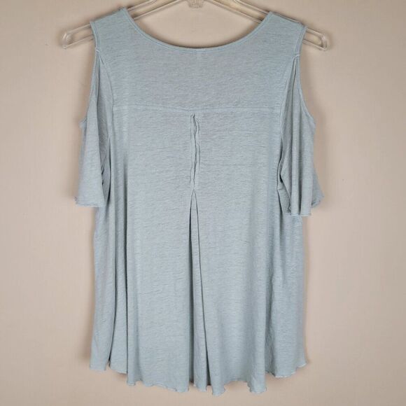 Free People Rayon Linen Bittersweet Cold Shoulder Short Sleeve Top Green Size S - Picture 3 of 10